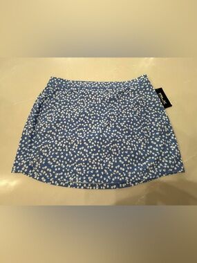 RLX Ralph Lauren Blue and White Printed Water Repellent Mini Skort, L